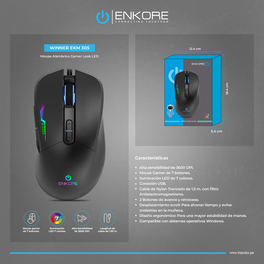 Enkore Winner EKM 305 Mouse Gaming Negro