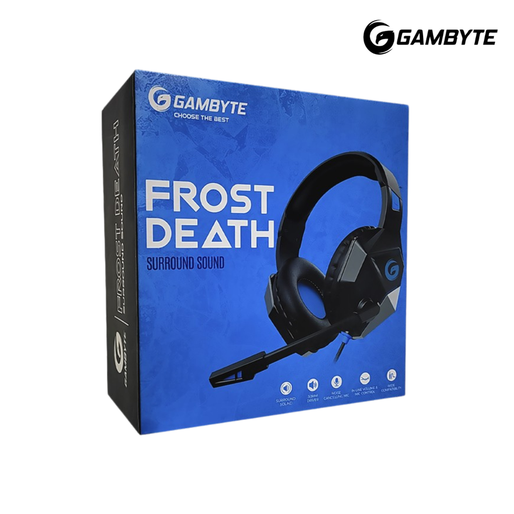 Gambyte Frost Death Gaming 7.1 Audífonos con cable, Micrófono, Led Azul