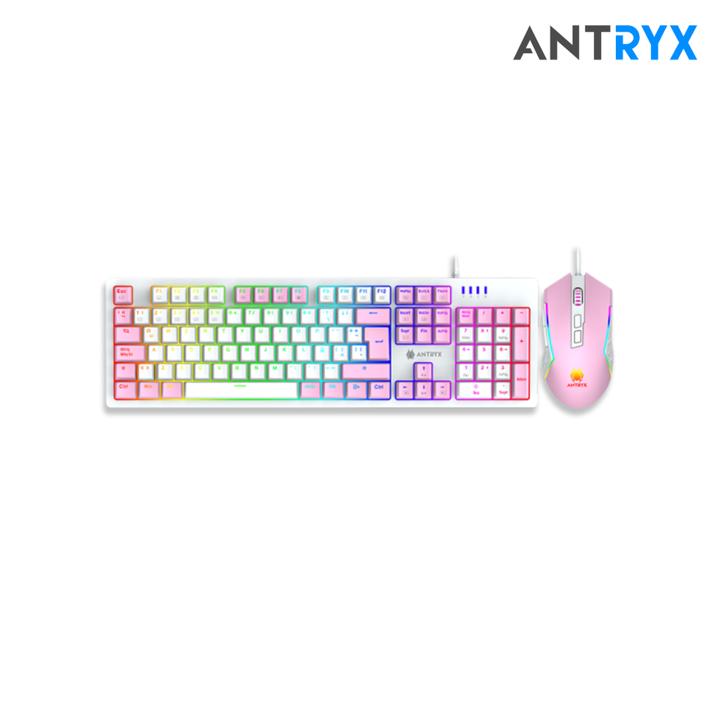 Combo Antryx Kit gaming Teclado Mecanico Blue Switch + Mouse GC-5400 Pink