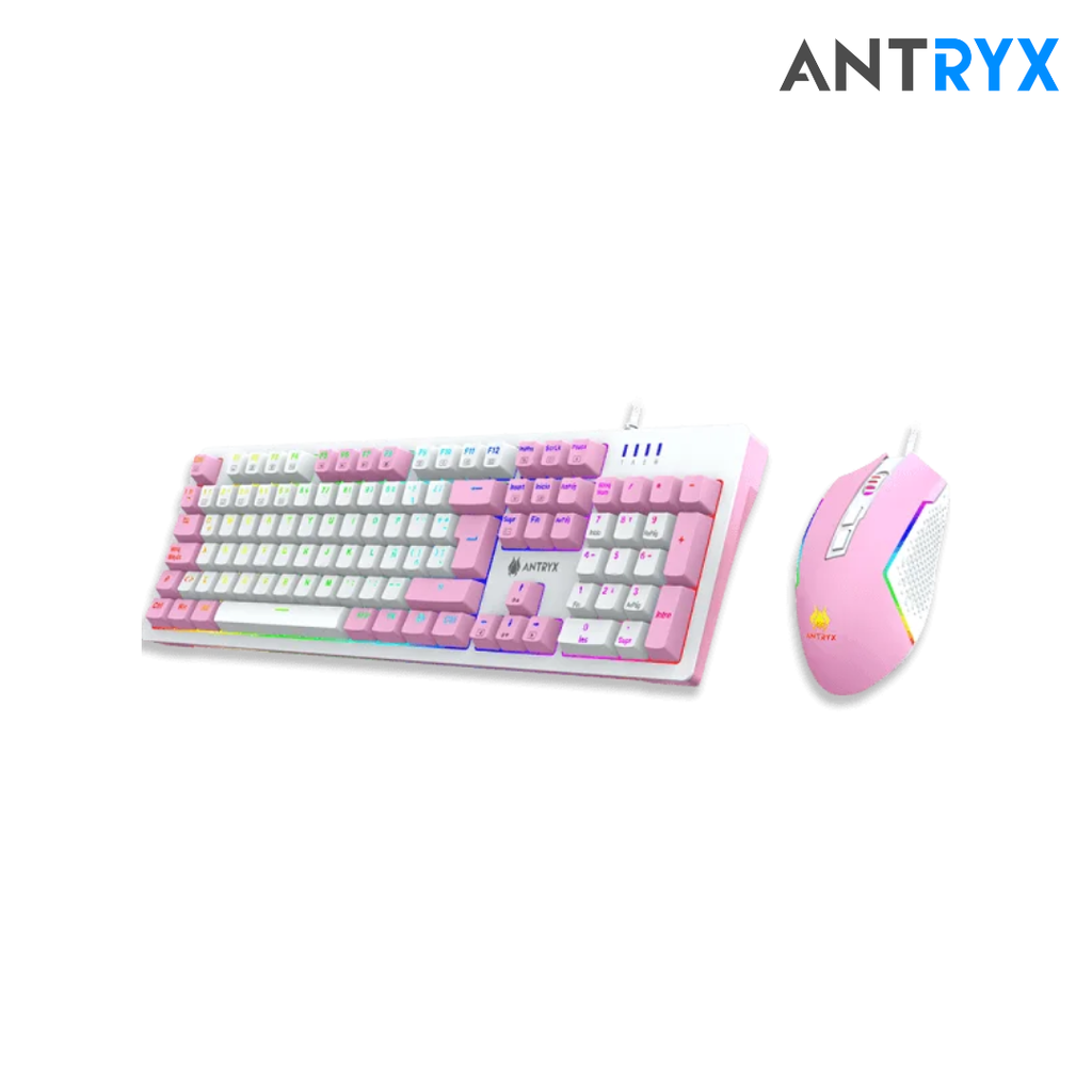 Combo Antryx Kit gaming Teclado Mecanico Red Switch + Mouse GC-5400 Pink