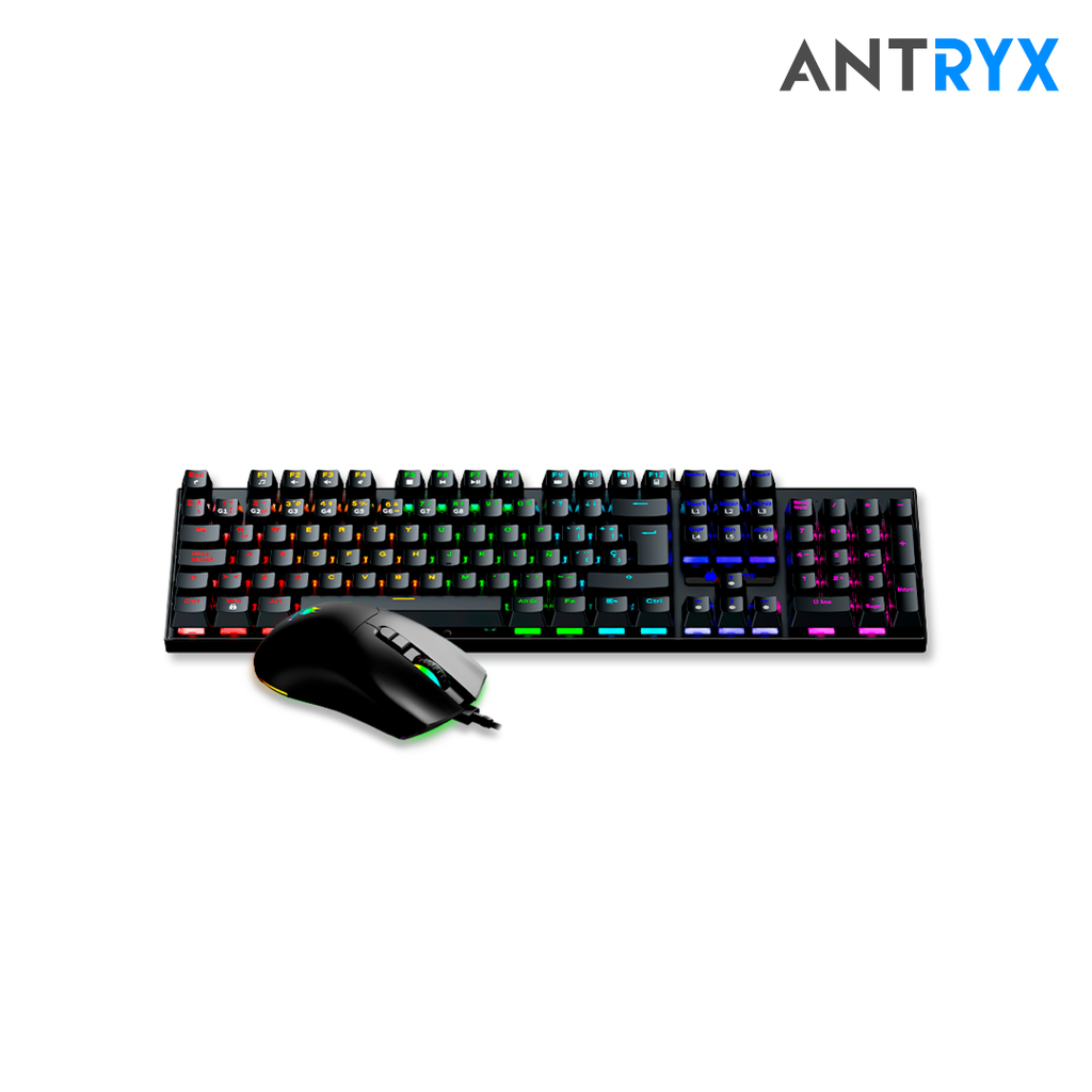 Combo Antryx Kit gaming Teclado Mecanico Blue Switch + Mouse GC-3100 Black