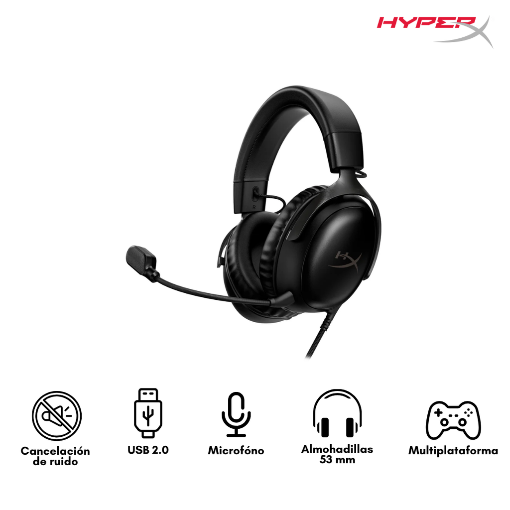 Audífonos Hyperx Cloud III Gaming Sonido 7.1 con Cable