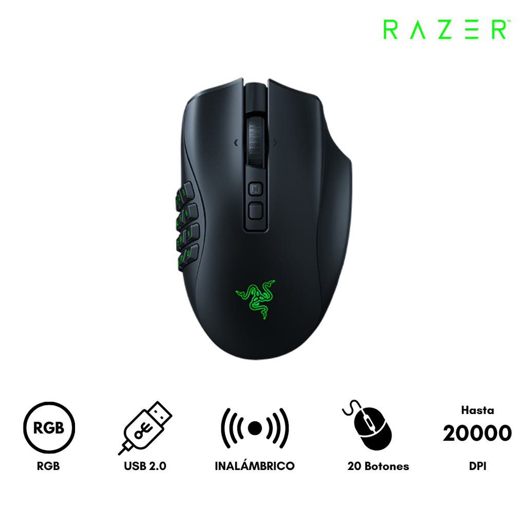 [209093] Razer Naga Pro Mouse Gaming  Chroma 20k Bluetooth Wireless Negro