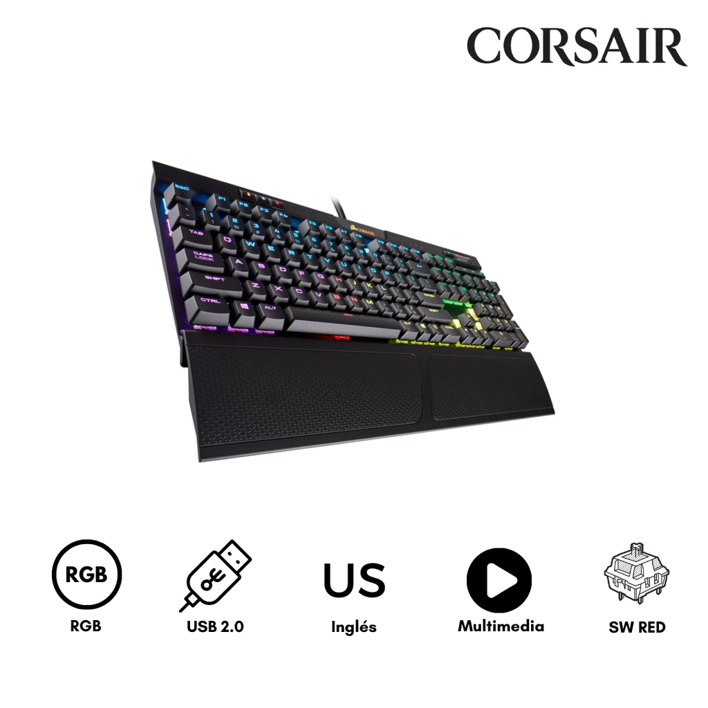 Teclado Corsair K70 RGB MK.2 Mecanico  Rapidfire Cherry MX Speed SP USB 2.0