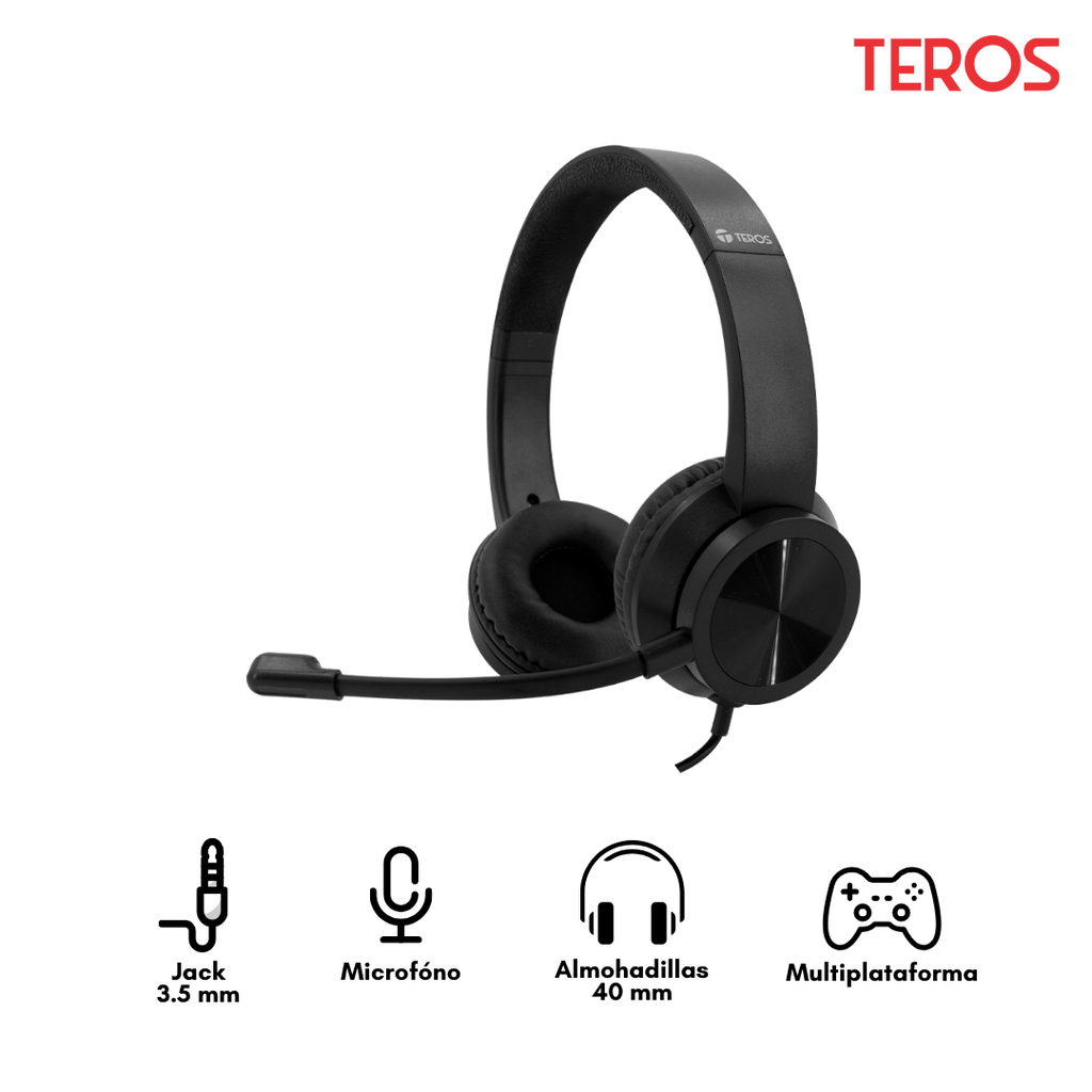Teros TE-8037N Audífono Micrófono USB-A W10/11 Negro