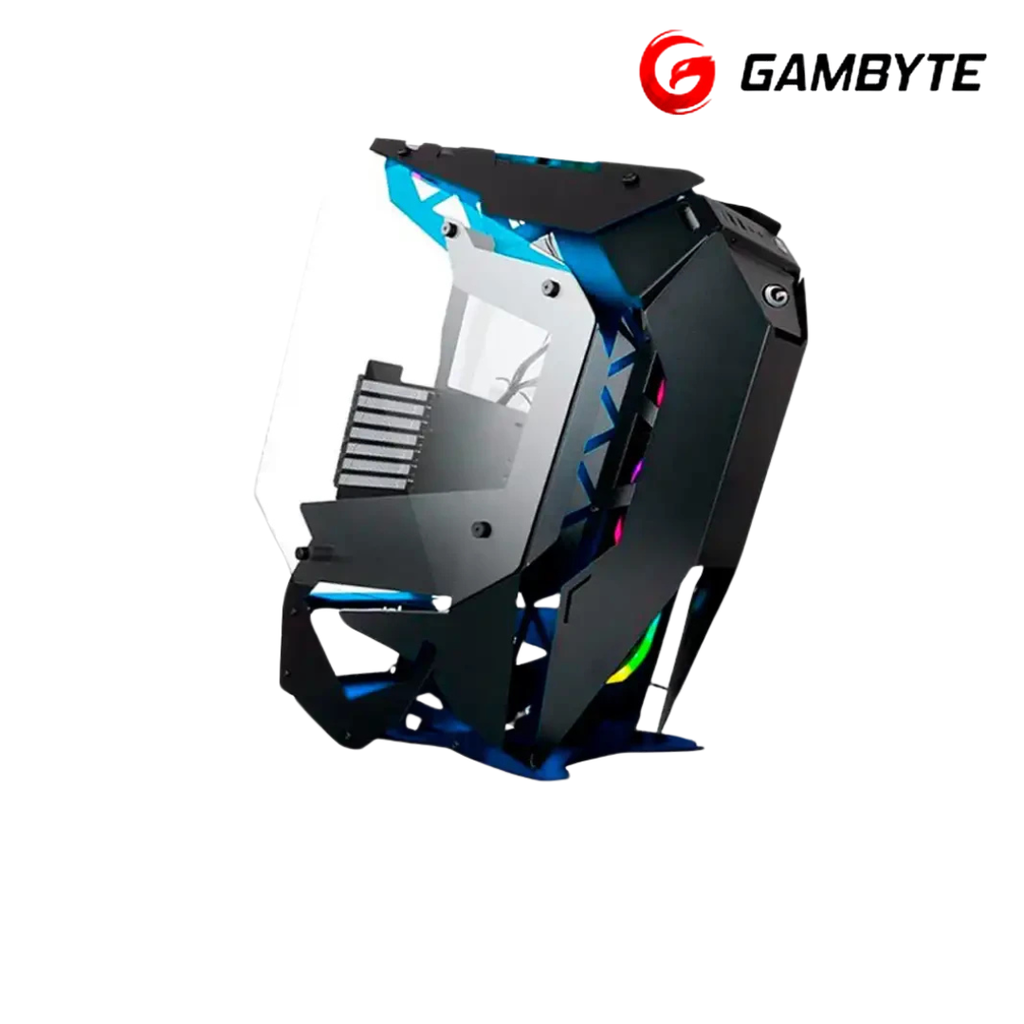 Case Gambyte Ultralisk sin fuente Paneles De Vidrio 6 Ventiladores Led Argb Azul