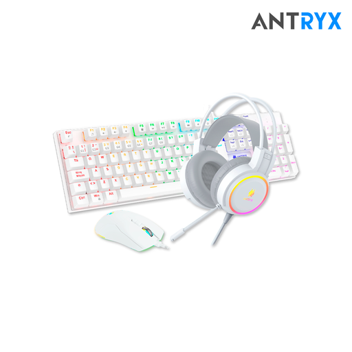 [210470] Combo Antryx Teclado Mouse Auricular Gaming GC-3100 X3 SW Red RGB Blanco