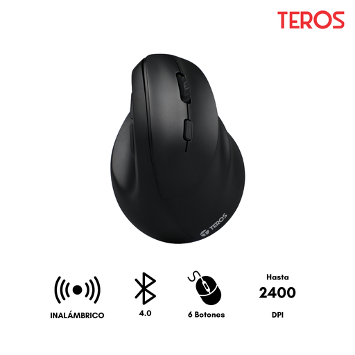 [209083] Teros TE5169N Mouse  Inalámbrico Doble Modo 2.4G Bluetooth 2400 DPI Vertical Negro