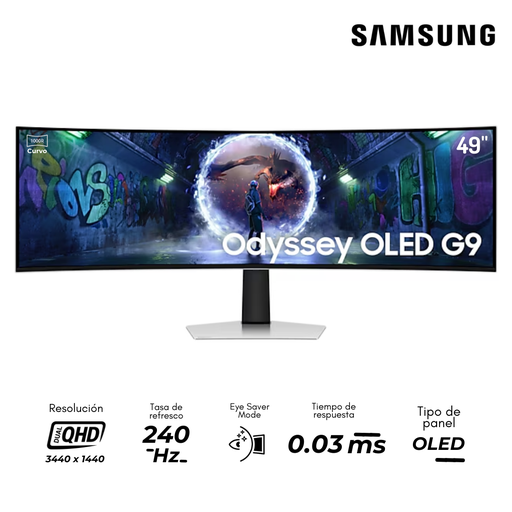 [0149078401] Samsung Odyssey G9 de 49" Monitor Curvo OLED DQHD 1ms 240Hz
