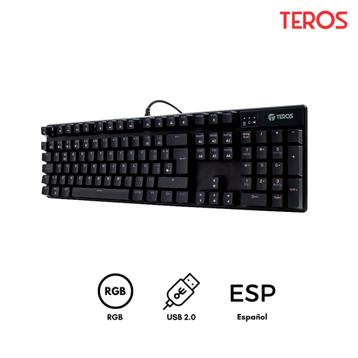 [01570311401] Teros TE-4068G Teclado Mecanico  USB 2.0 Negro