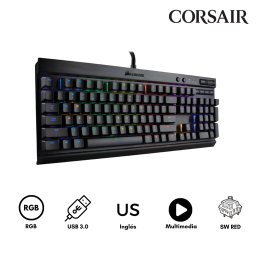 [0118039301] Corsair K70 RGB Teclado  Mecanico Multimedia USB retroiluminado