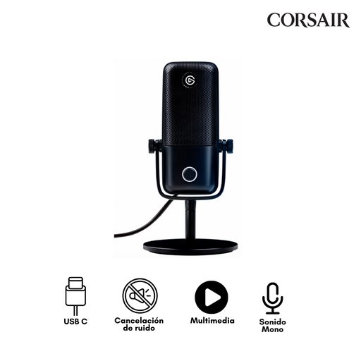 [0118039101] Corsair ELGATO Wave 1 Microfono  USB-C Negro