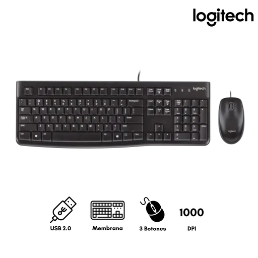 [209355] Combo Logitech MK120 Kit Teclado y Mouse USB Negro